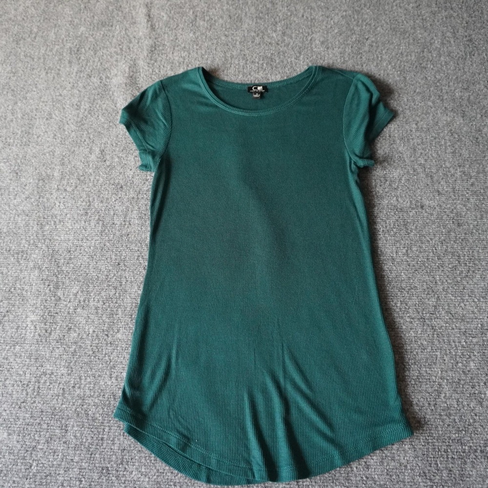 Cable & Gauge t shirt‎ Ribbed Knit T-Shirt Short Sleeve Green Casual Womens